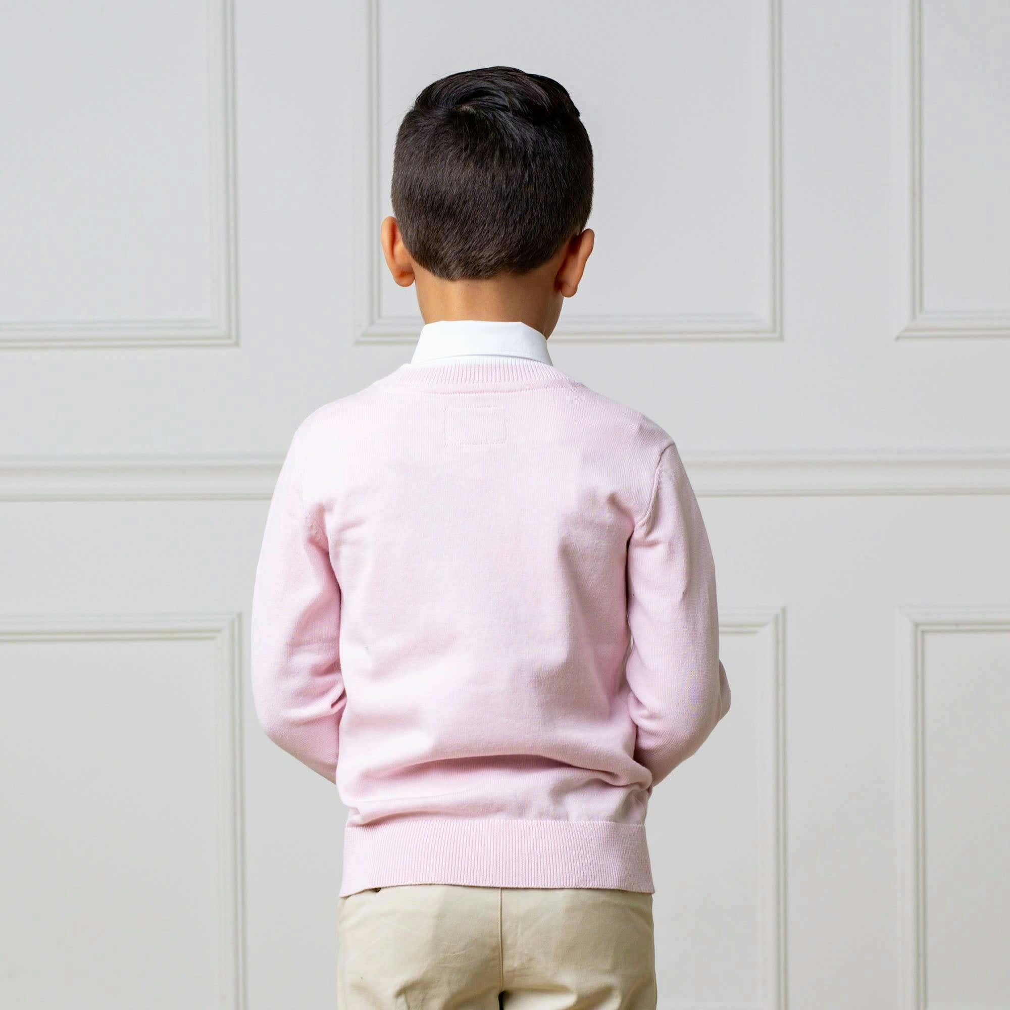 Organic Long Sleeve Tipped Cardigan Sweater, Pink
