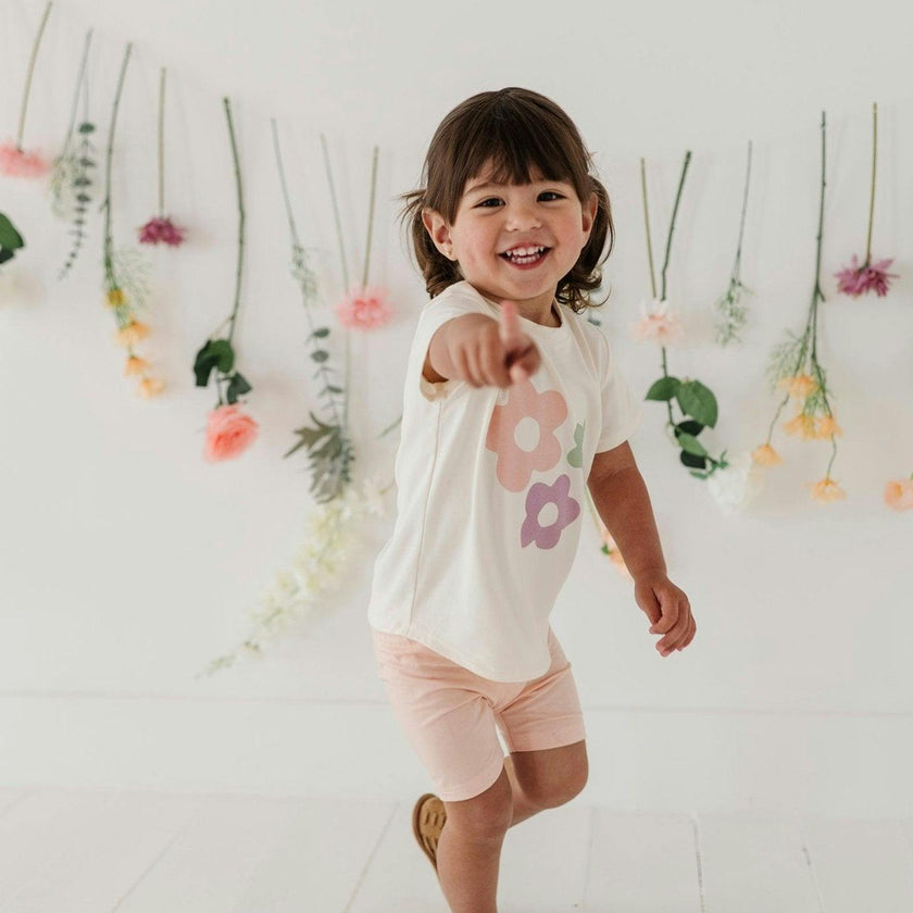 Girls Biker Shorts in Peachy Blush