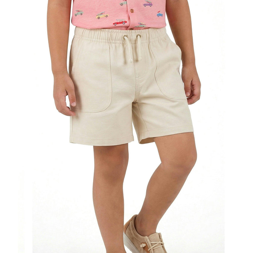 Boys Beige Textured Linen Shorts | Beige