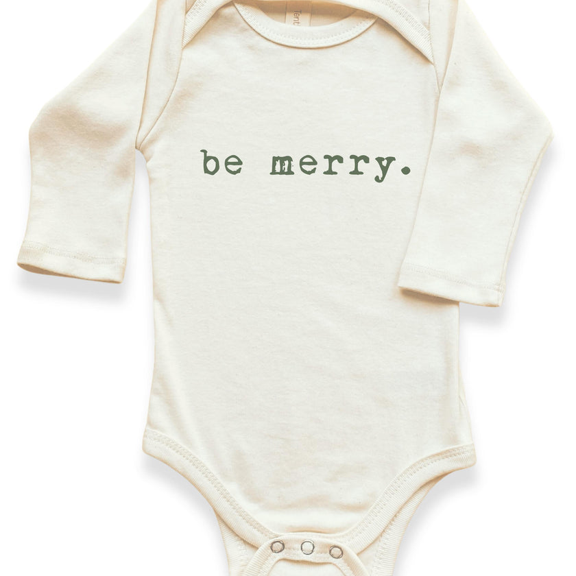 Be Merry Organic Cotton Baby Bodysuit Long Sleeve