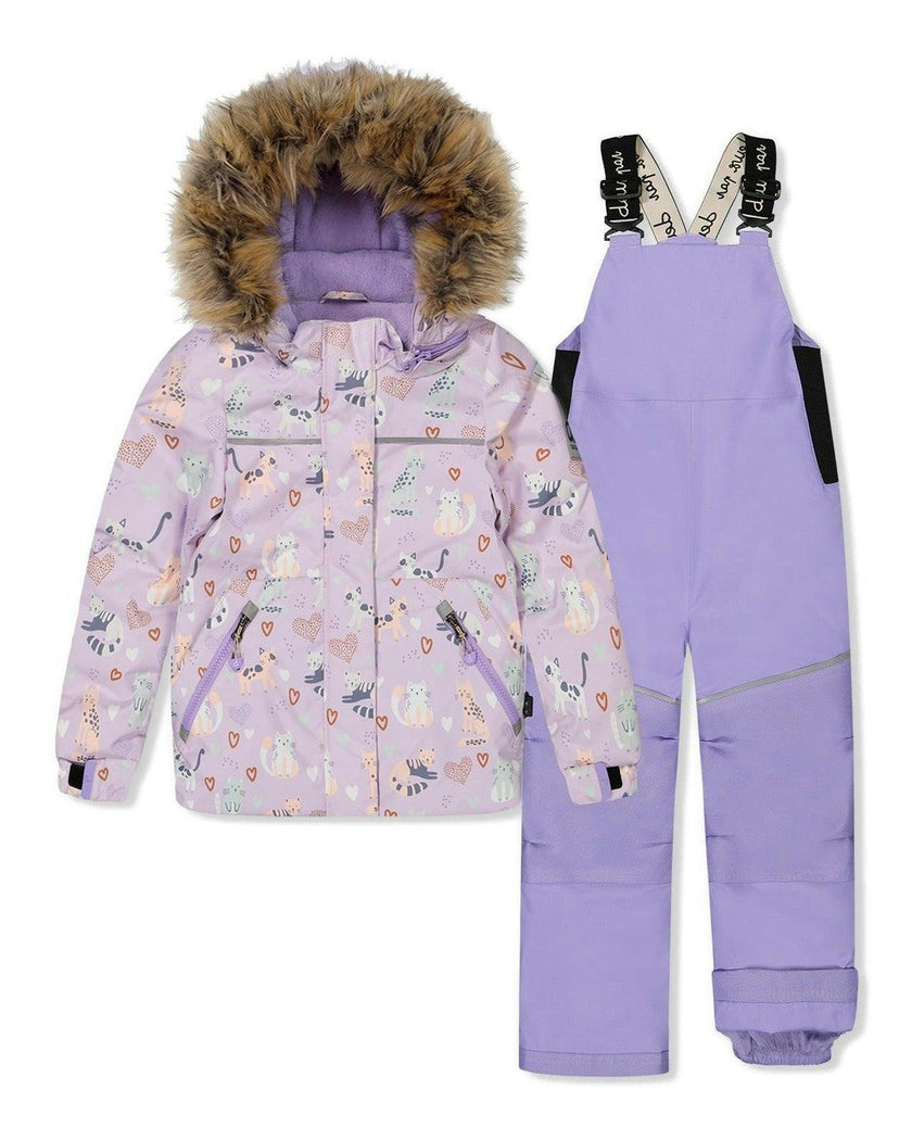 Two Piece Discover Snowsuit Purple Printed Cats