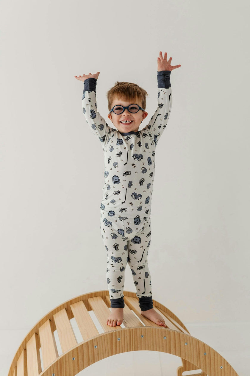 Boys Long Sleeve Lounge Set in Hockey