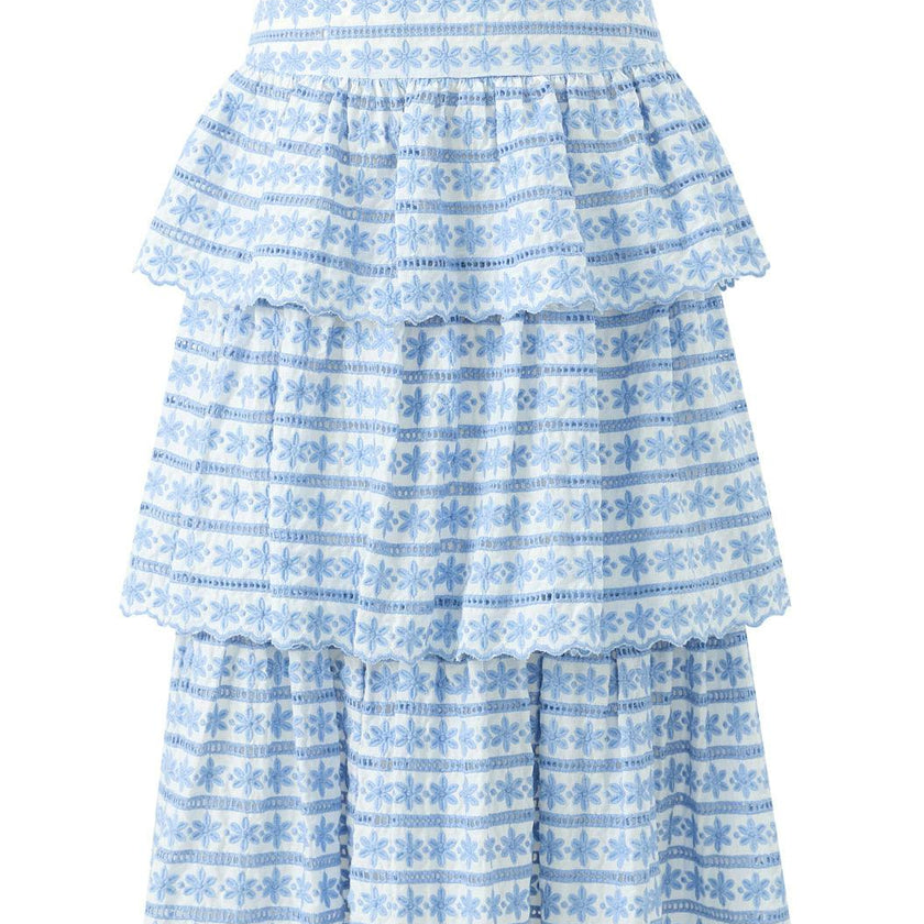 Odessa Frill Embroidered Maxi Skirt