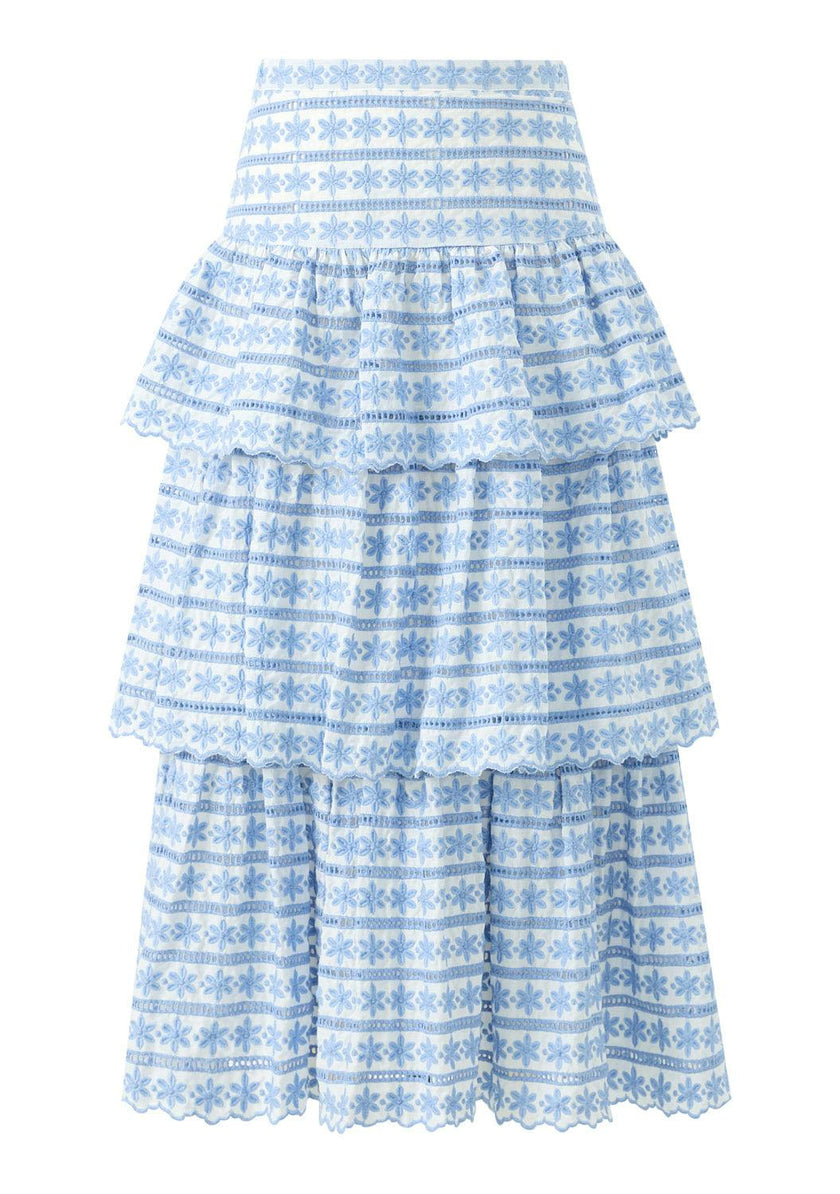 Odessa Frill Embroidered Maxi Skirt