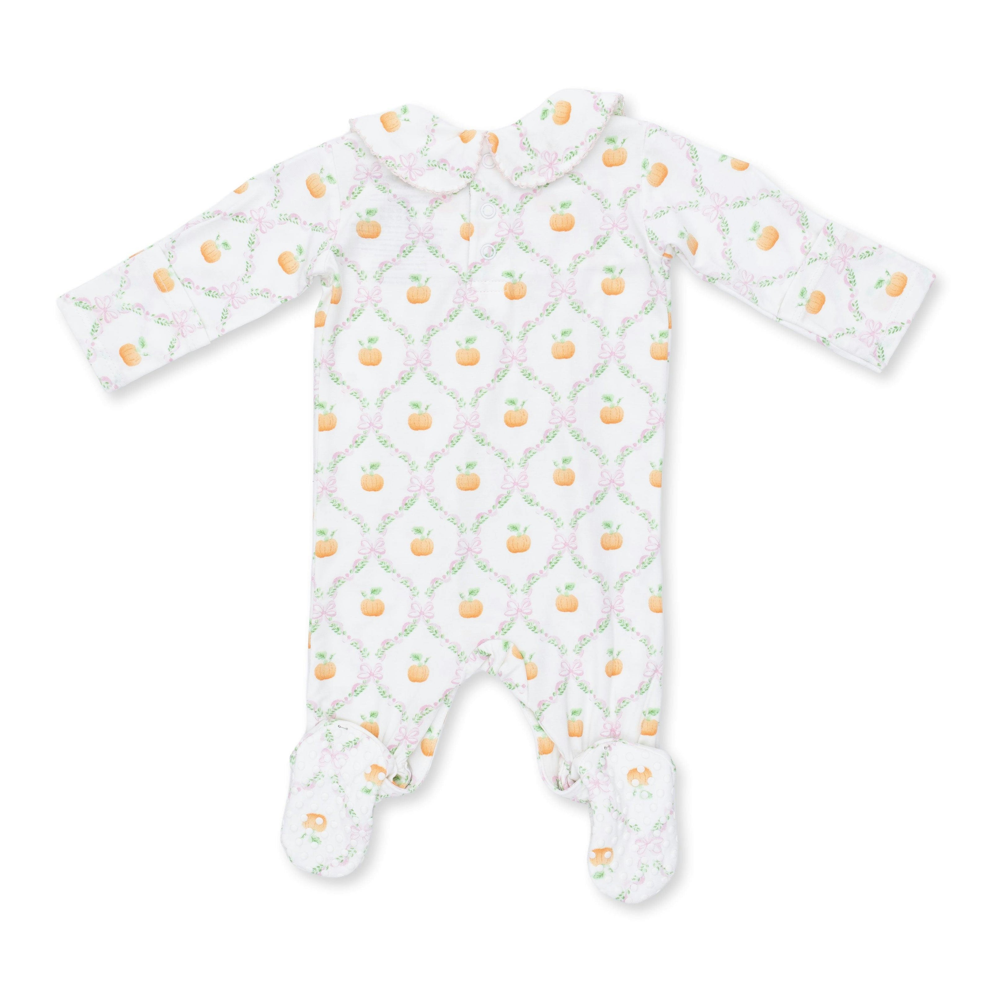 Pretty Pumpkin Trellis - Smocked Peter Pan Snap Footie