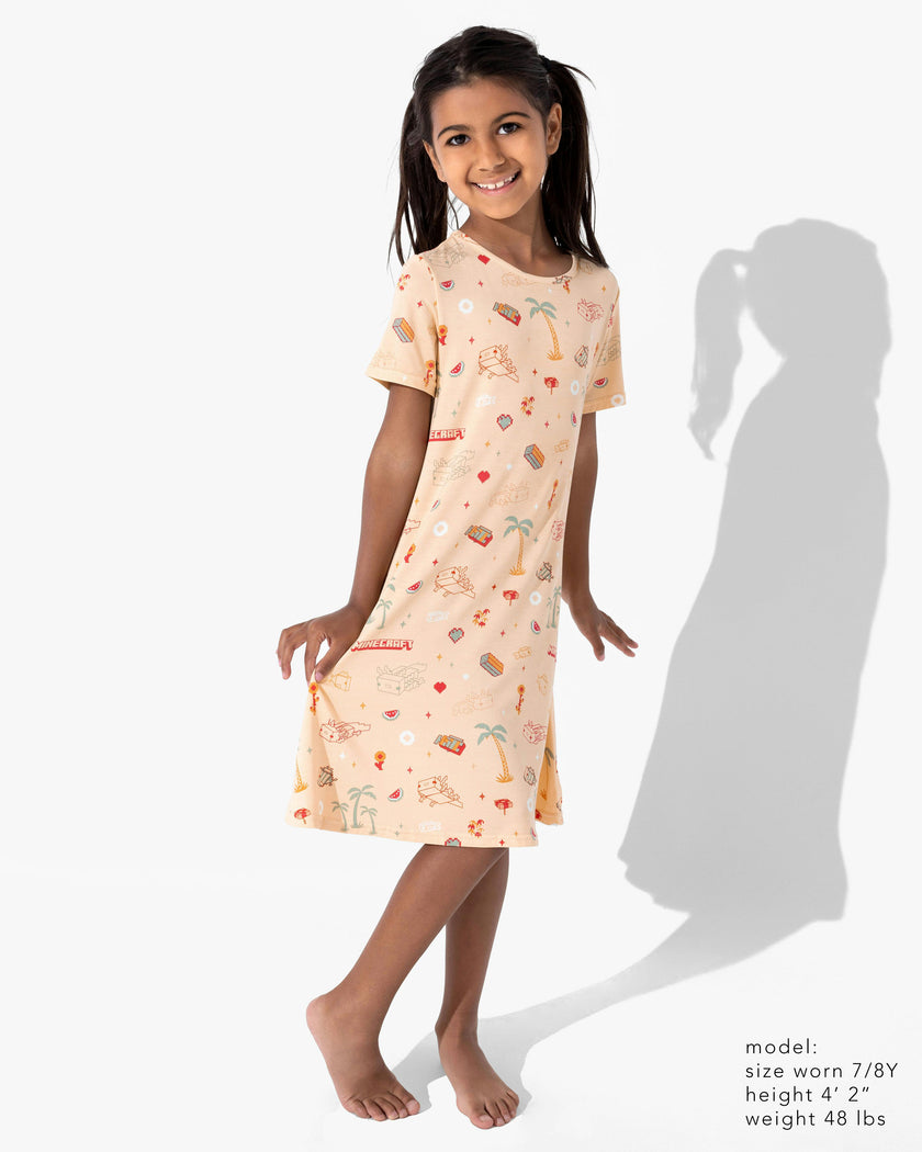 Minecraft: Summer Vibes Bamboo Girls' Short Sleeve Dress