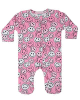 Baby Zipper Footie - Smile Party Pink