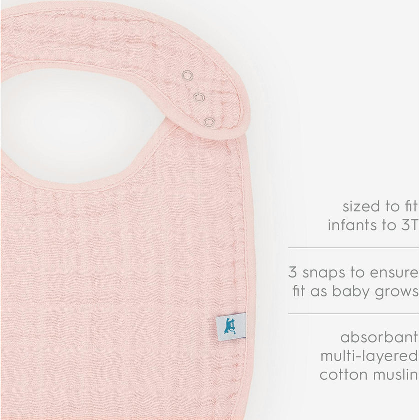 Cotton Muslin Classic Bib 3 Pack - Light Pink