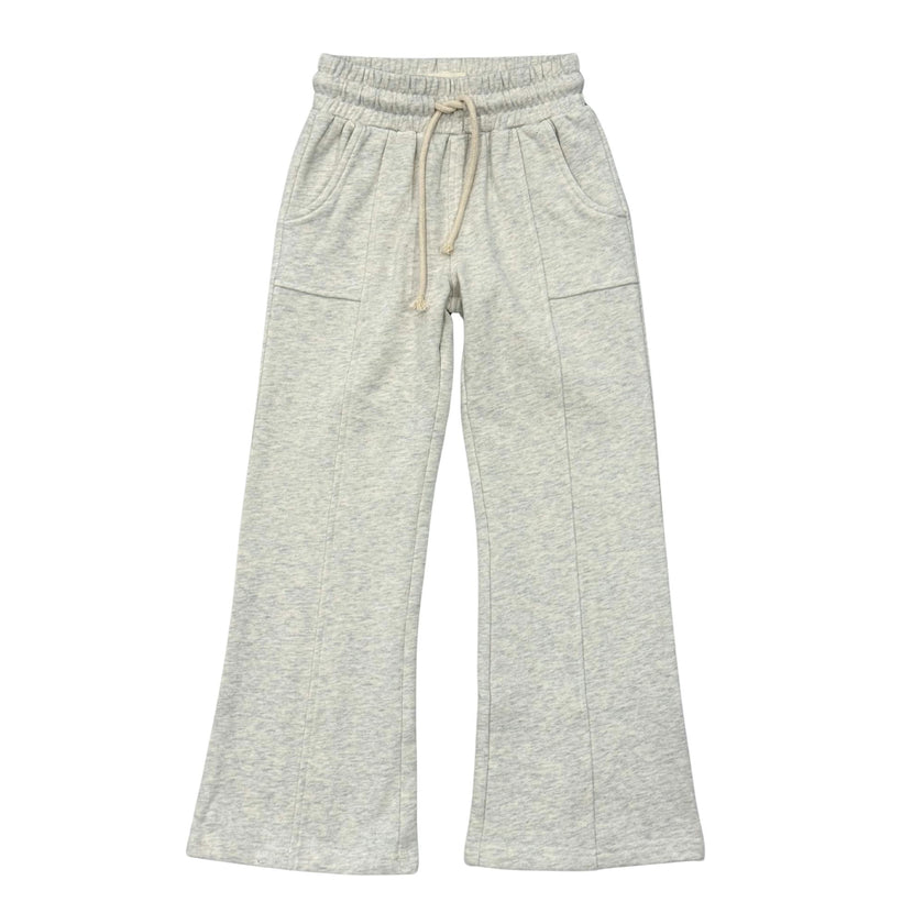 Girls Terry Wide Leg Pants in Heathered Oat