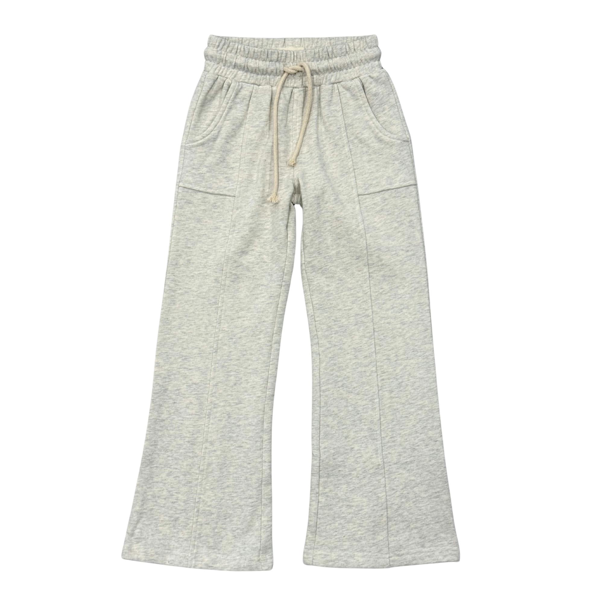 Girls Terry Wide Leg Pants in Heathered Oat