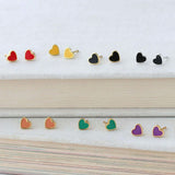 Petite Heart Enamel Stud Earrings