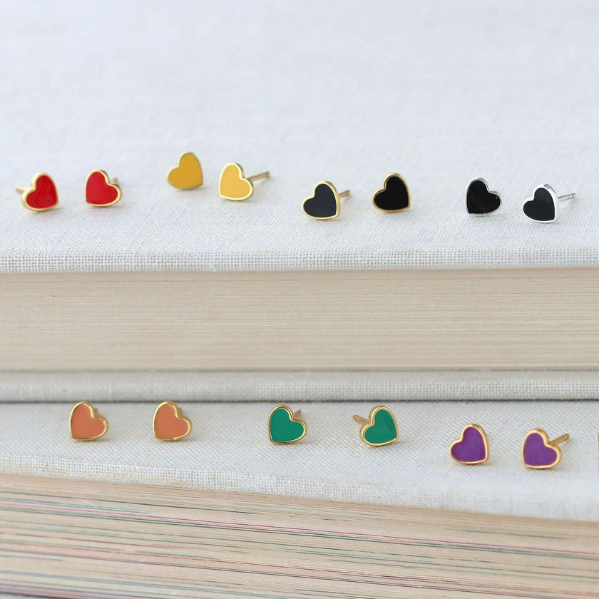 Petite Heart Enamel Stud Earrings