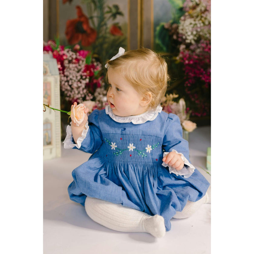 Heidi Grey Long Sleeve Smocked Bubble