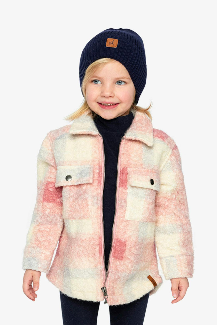 Zipped Plaid Overshirt With Chest Pockets Beige And Pink Plaid