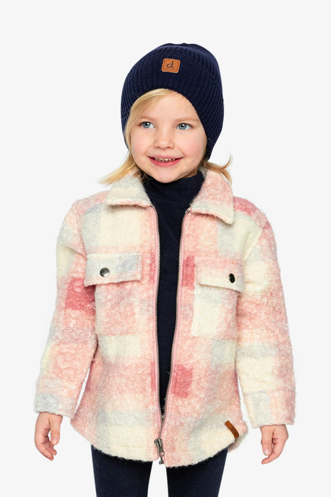 Zipped Plaid Overshirt With Chest Pockets Beige And Pink Plaid