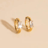 Titanium Baguette Crystal Rounded Huggie Hoop Earrings - FeatherTUFF™