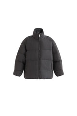 Black Puffer Jacket with High Collar