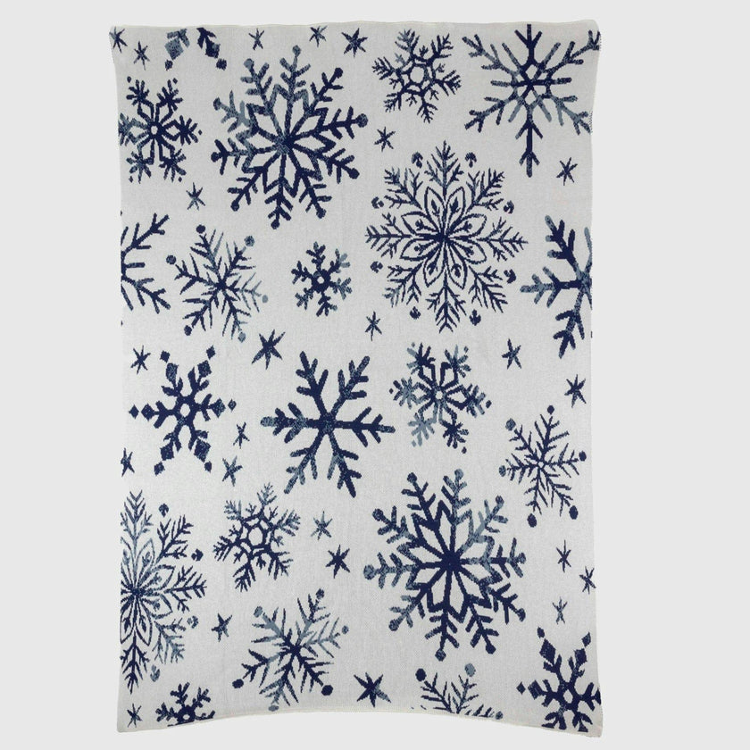 Cotton Sustainable Knit Throw | Nordic Snowflakes