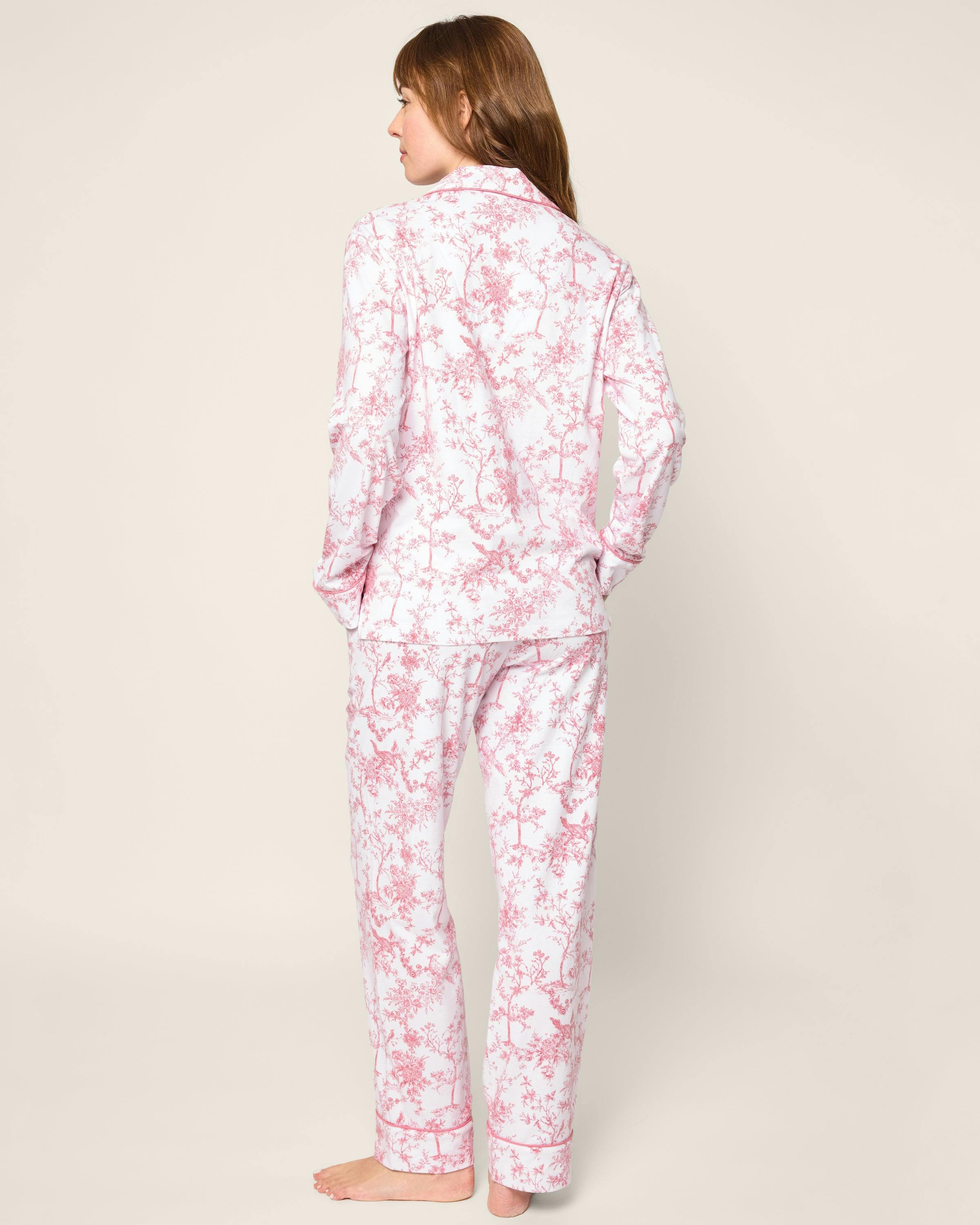 Women's Pima Pajama Set in Pink Timeless Toile