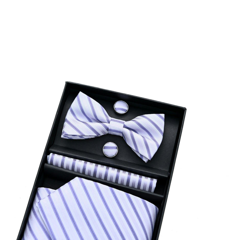 Purple Striped Bowtie Set