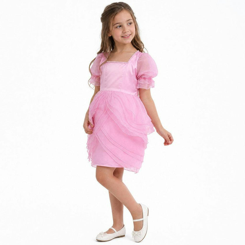 Blush Petal Princess Ruffle Pink Birthday Dress for Girls