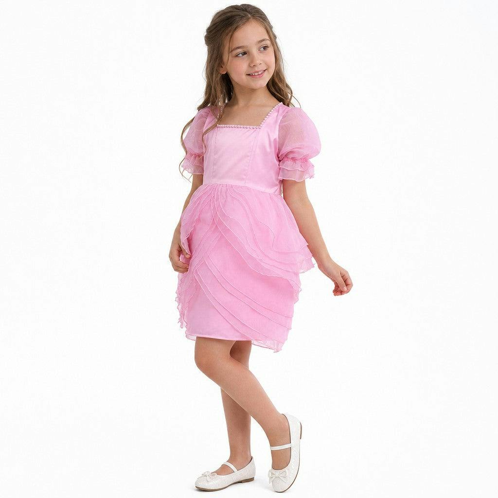Blush Petal Princess Ruffle Pink Birthday Dress for Girls
