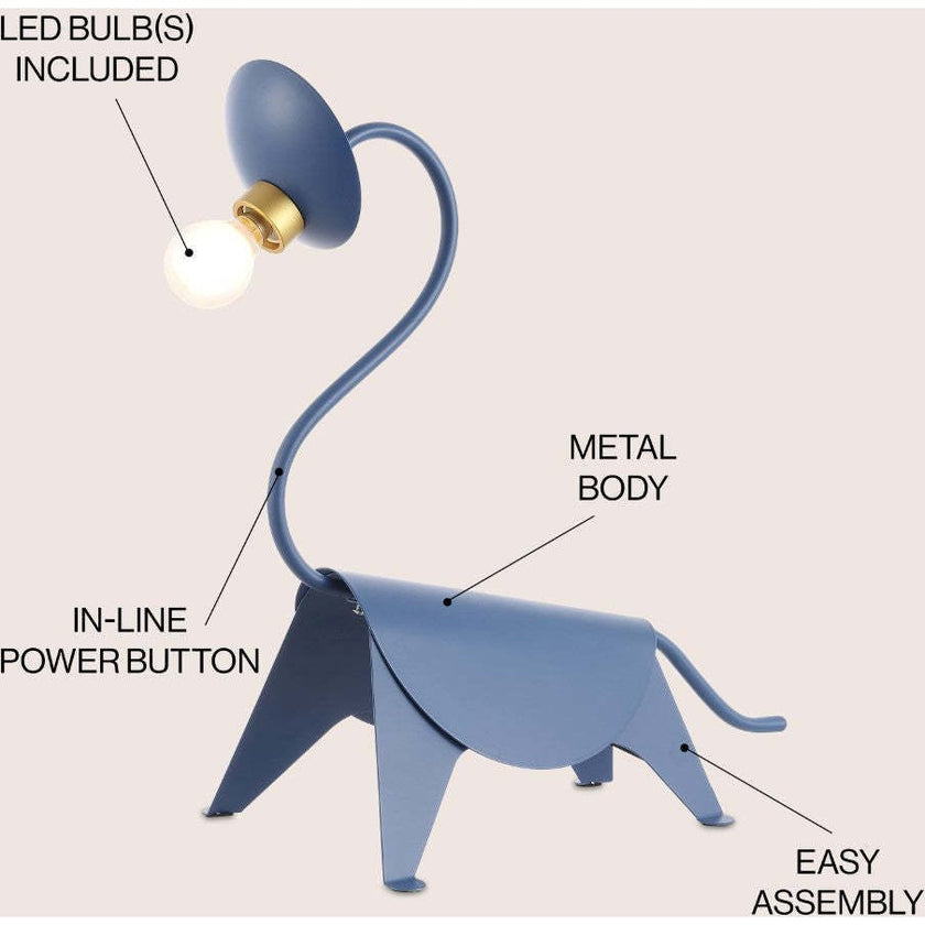 Bradley 16" Modern Industrial Iron Brachiosaurus LED Kids' Lamp