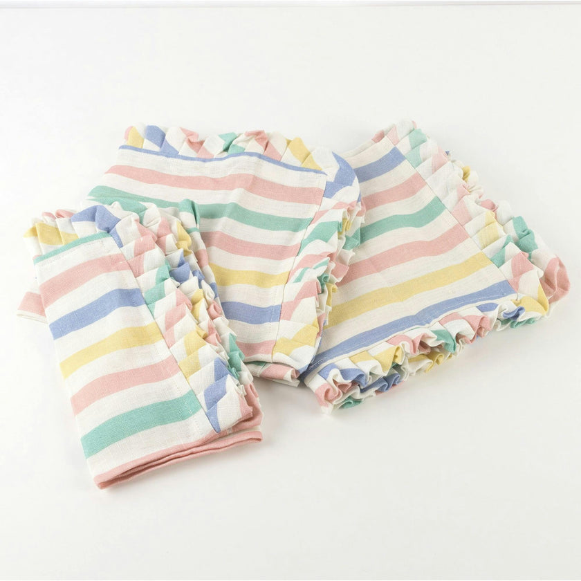 Multicolored Stripe Ruffle Napkins