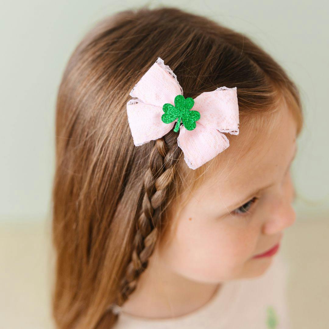 Shamrock Lace St. Patrick's Day Bow Clip