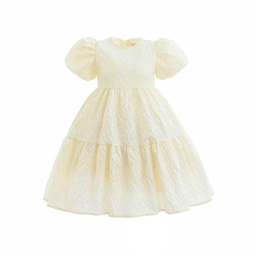 Cream Pearl Lined Empire Dress