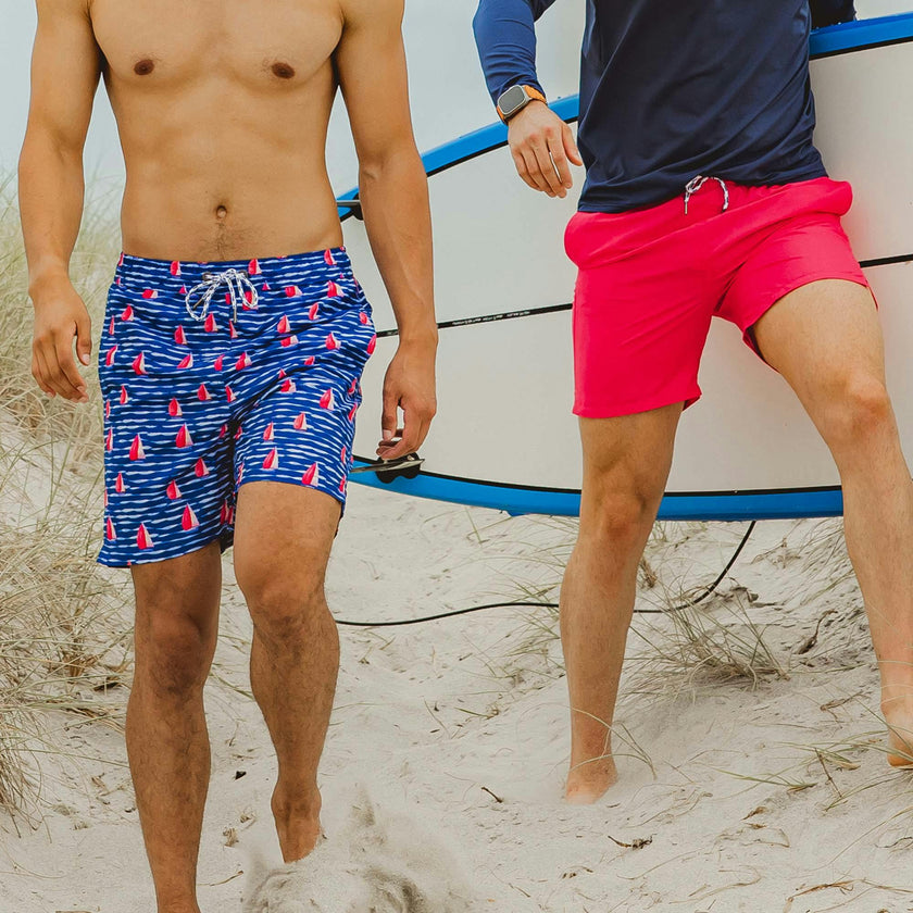 Mens Vintage Red Comfort Lined Swim Short