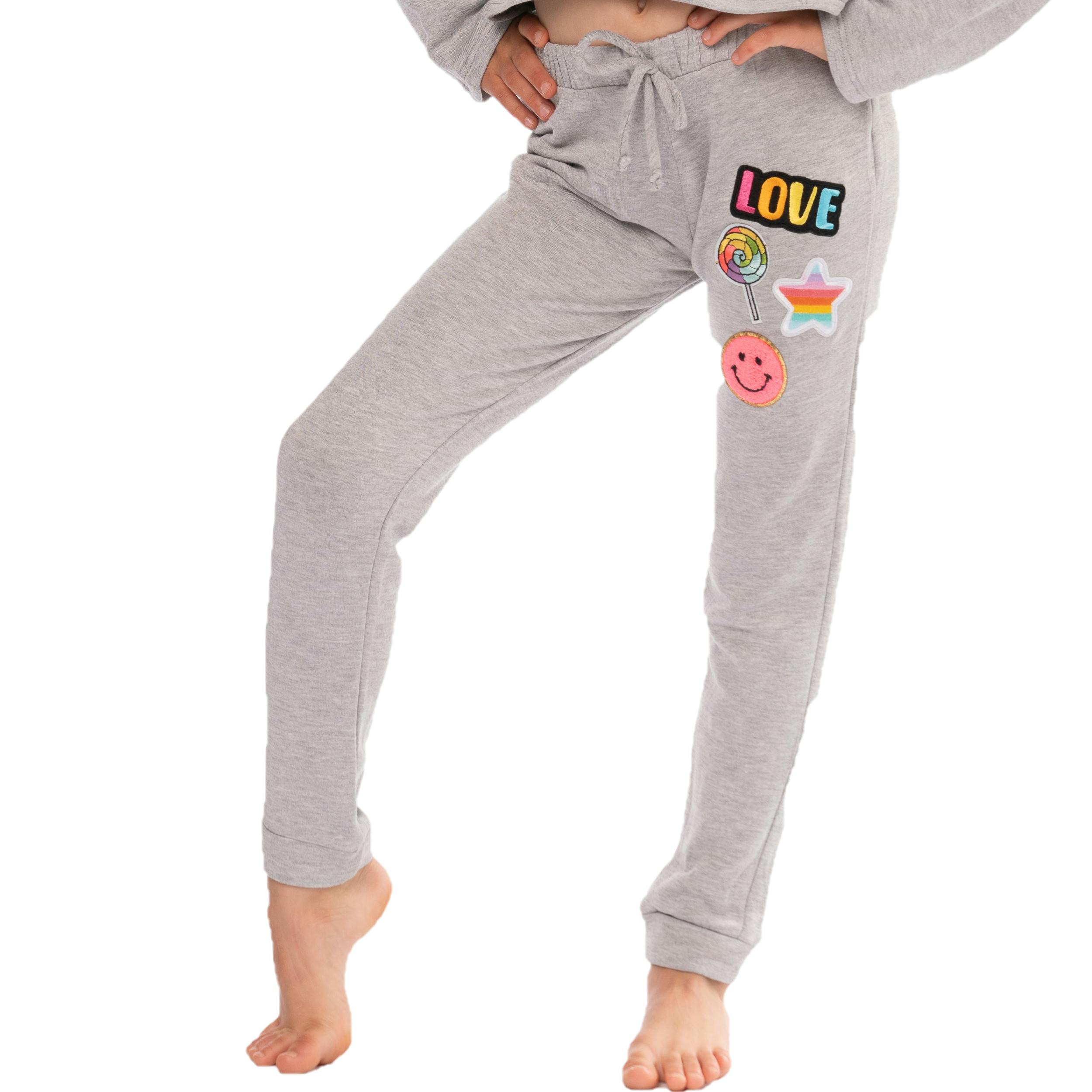 Butter Fleece Sweatpants with LOVE & Happy Face Patches