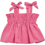 children's vichy frilled top - wild berry