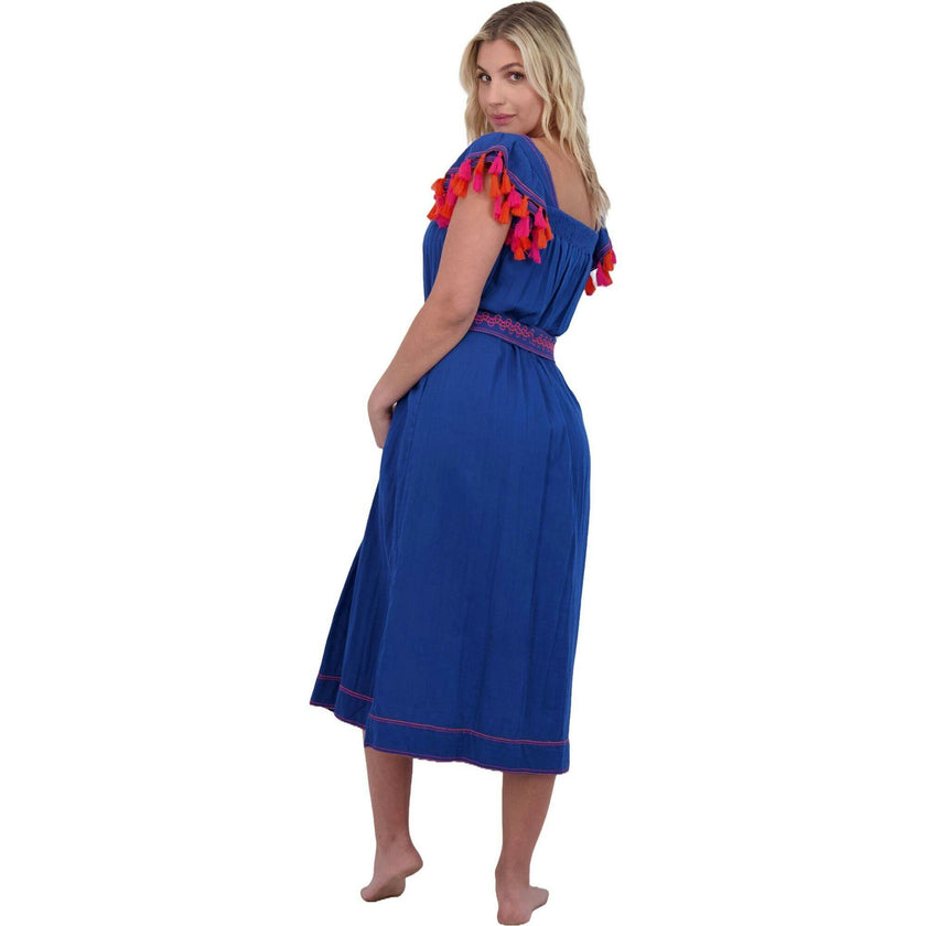 Maxi Sandrine Women's Dress Classic Blue Embroidery, Blue