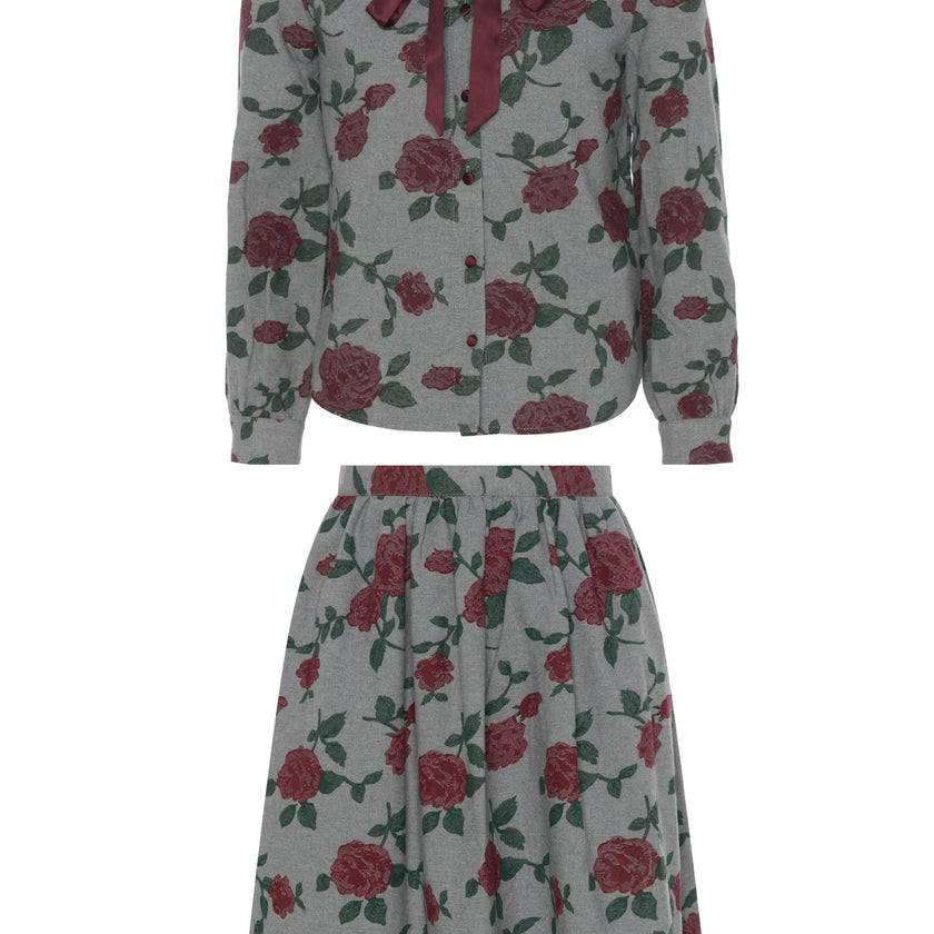 Printed Woven 2Pc Set Grey