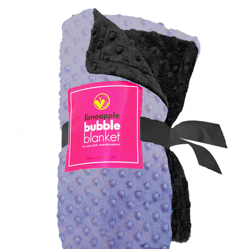 Reversible Minky Bubble Blanket - Peri/Black