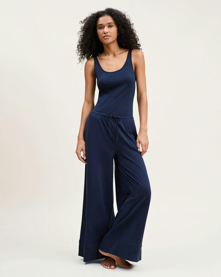 Women's Pima Scoop Tank in Navy