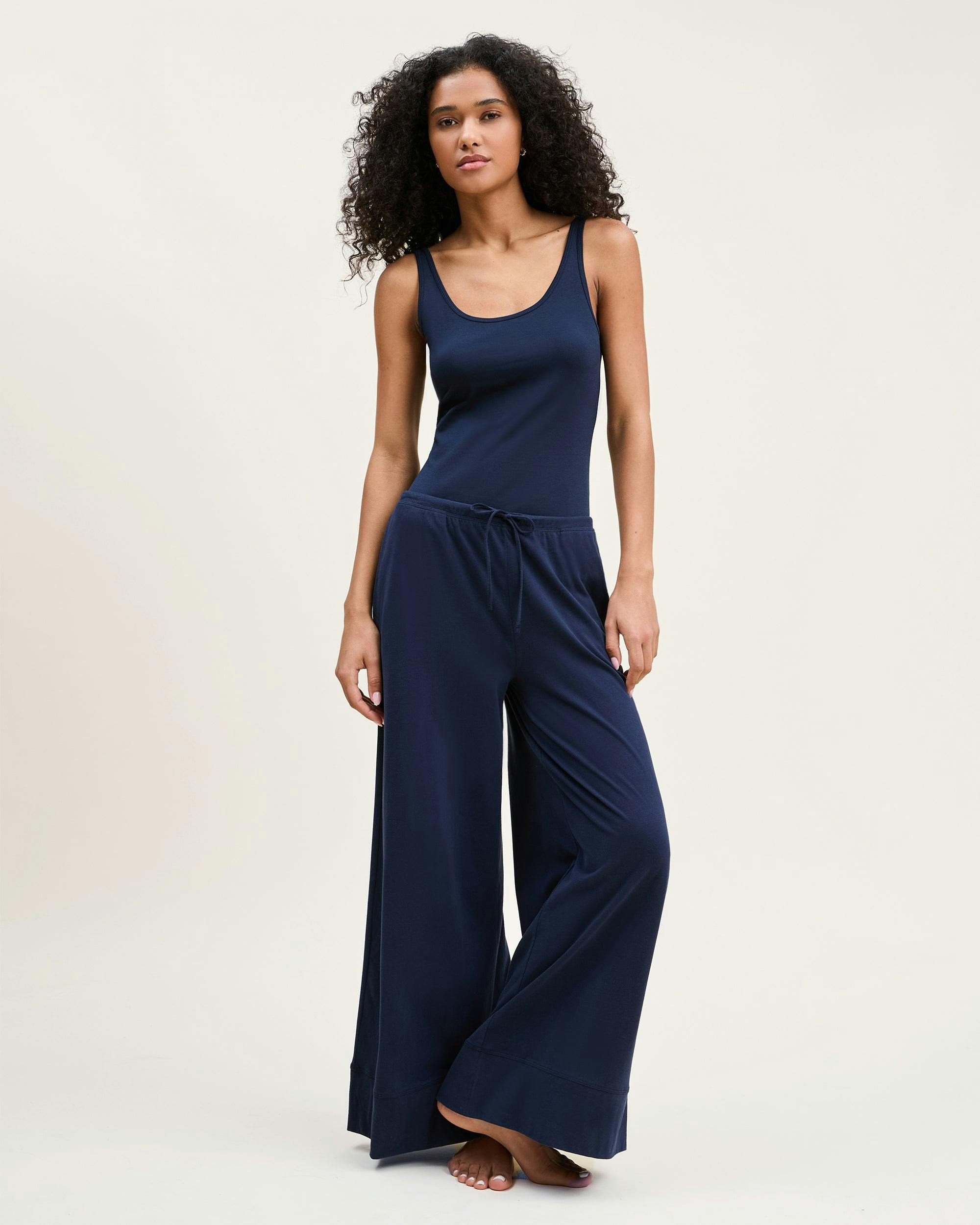 Women's Pima Scoop Tank in Navy