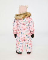 Baby One Piece Snowsuit Adapted For Car Seats Pink Floral Print