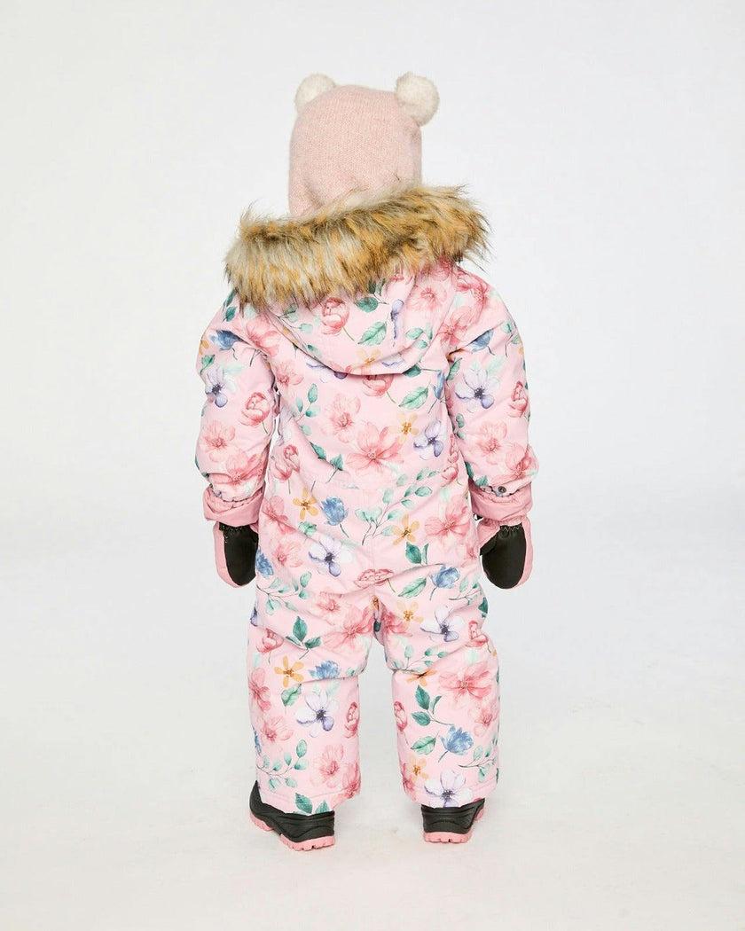 Baby One Piece Snowsuit Adapted For Car Seats Pink Floral Print