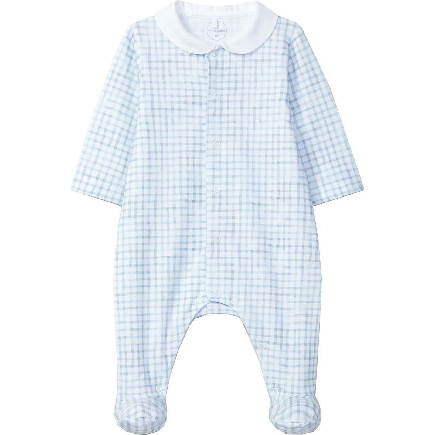 LARANJINHA Windowpane Footed Pajamas - Blue
