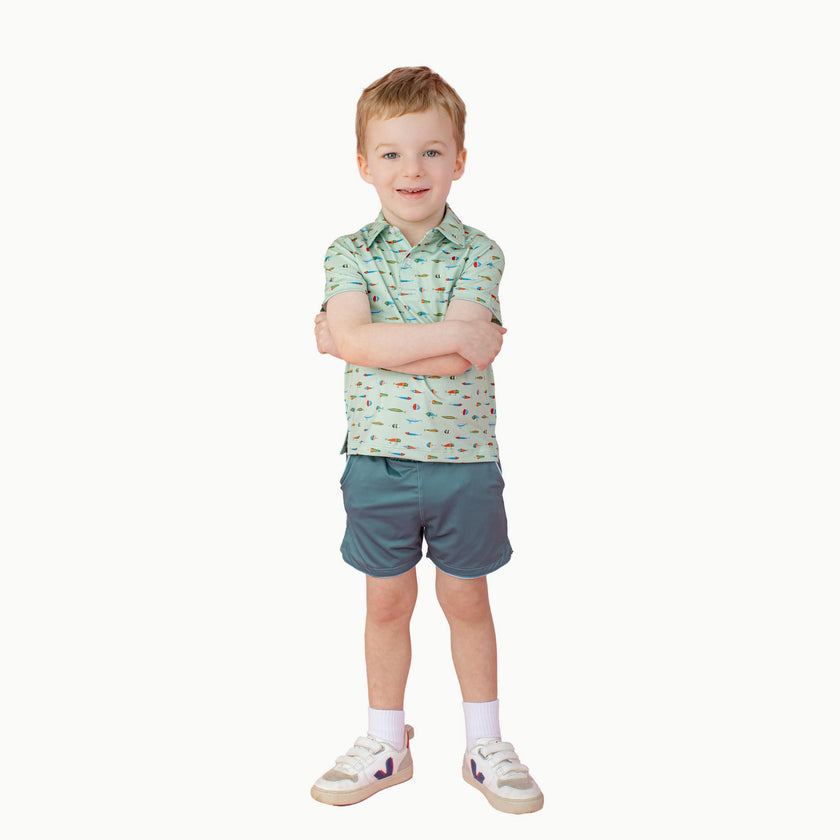 Boys' Court Shorts in Mallard Green