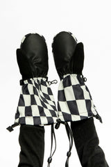 Teknik Winter Mittens White Checkered Print