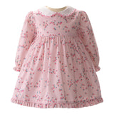 Baby Rosebud Scalloped Collar Long Elastic Sleeve Dress