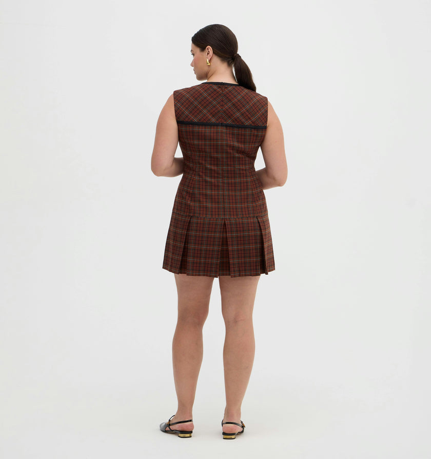 The Michelle Dress - Chestnut Plaid