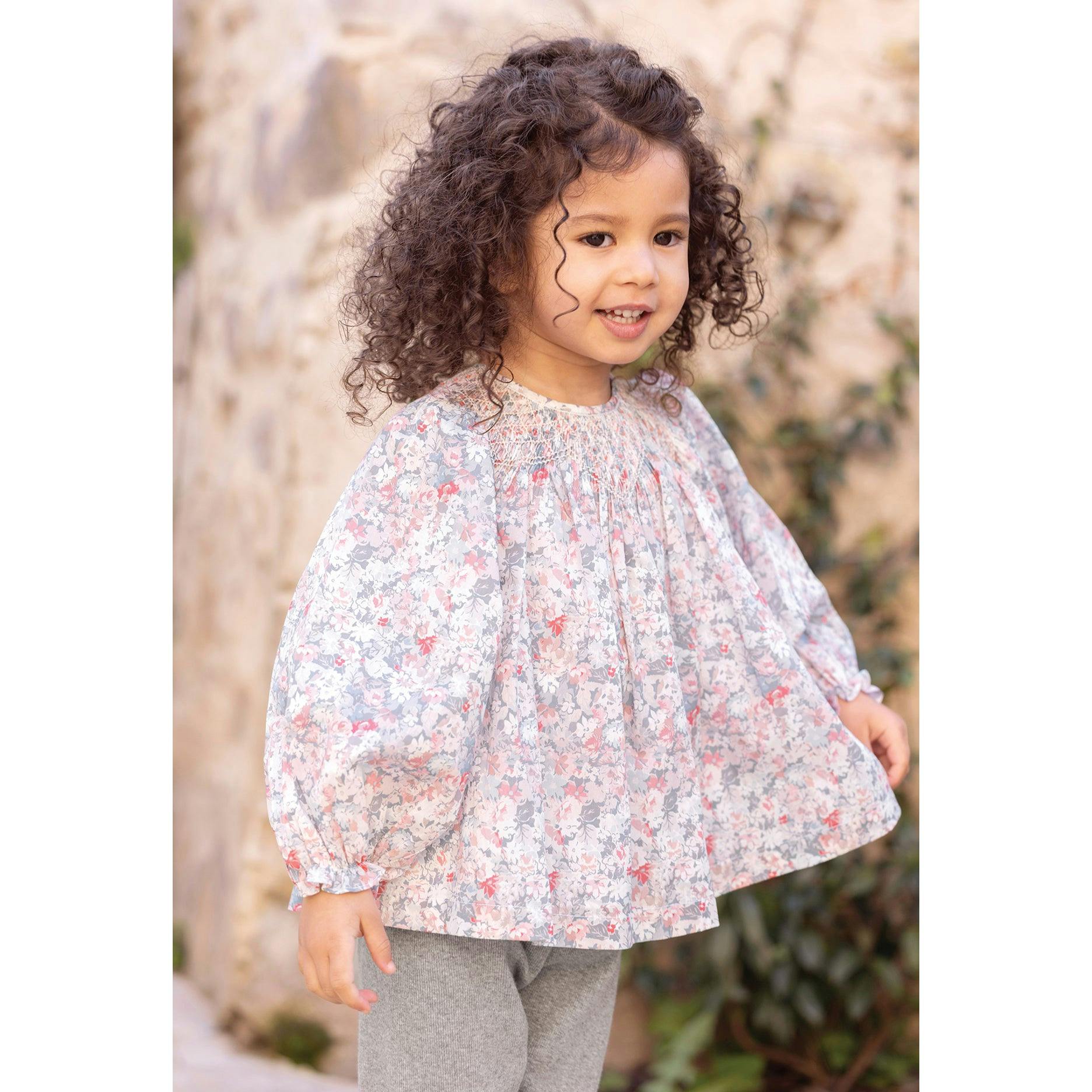 TARTINE ET CHOCOLAT Liberty Blouse Baby Set - Gris Moyen Chiné