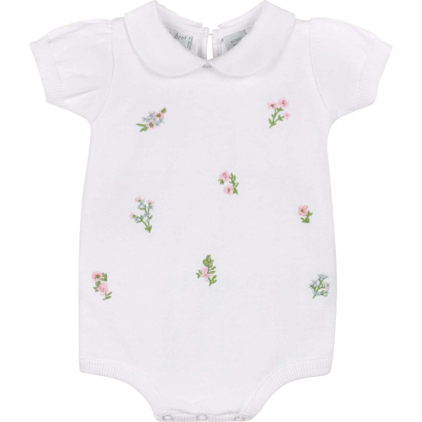 Girls Embroidered Garden Knit Romper