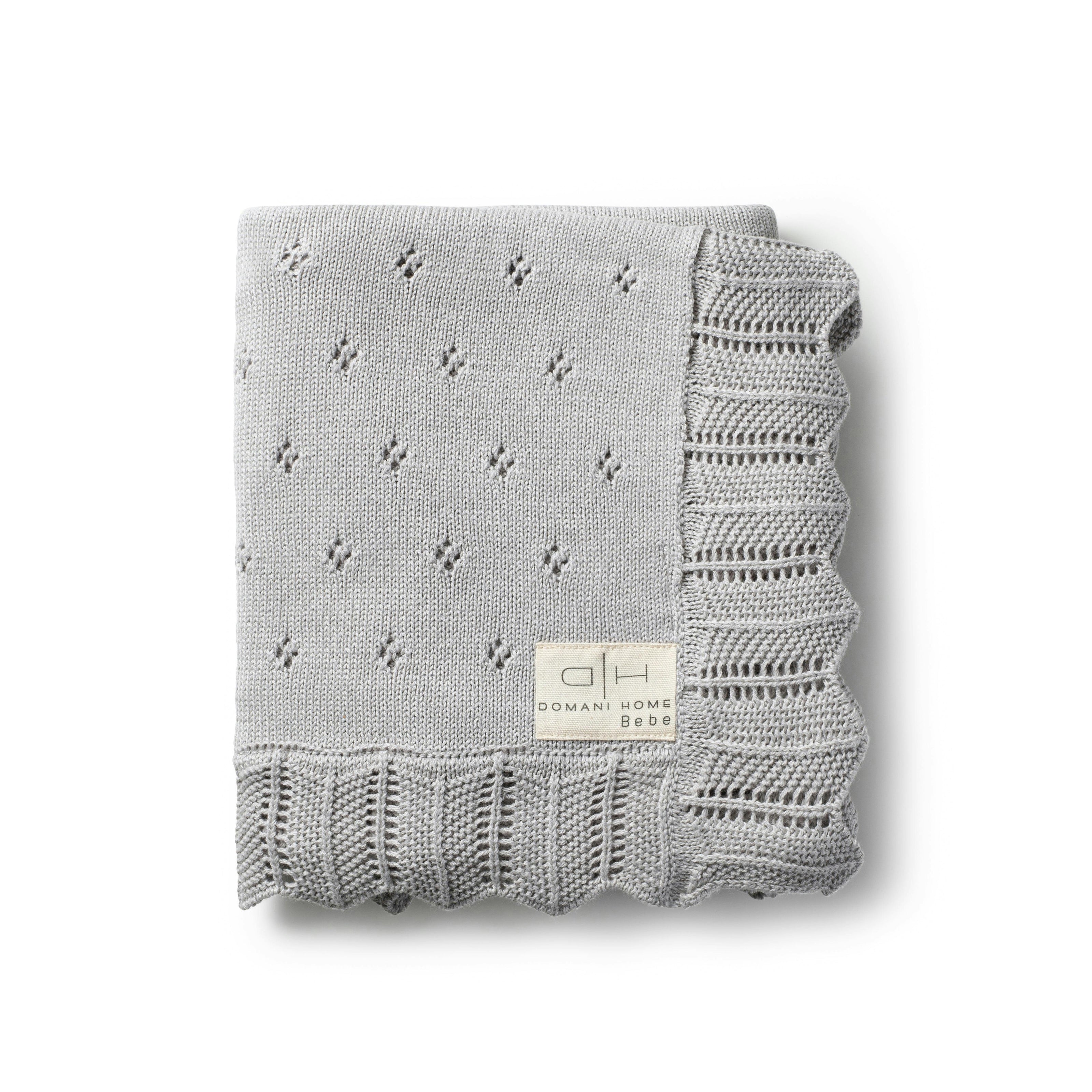 Scalloped Pointelle Blanket - Nimbus Cloud