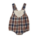 Embroidered Windowpane Romper