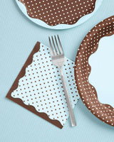 Brown + Blue Napkins - 24 paper napkins